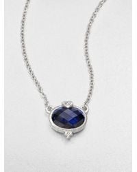 Judith Ripka | Blue Corundum Sterling Silver Oval Pendant Necklace | Lyst