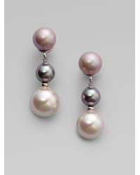 Majorica | Gray Multicolor Pearl Earrings | Lyst