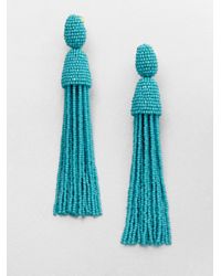 Oscar de la Renta | White Hematite Seed Beaded Fringe Earrings | Lyst