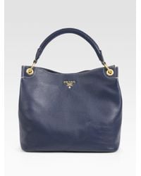Prada | Blue Vitello Daino Hobo Bag | Lyst