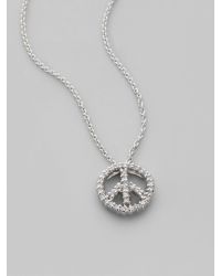 Roberto Coin | Metallic Diamond 18k White Gold Peace Symbol Necklace | Lyst