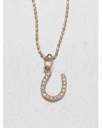 Sydney Evan | Metallic Diamond 14k Yellow Gold Horseshoe Necklace | Lyst