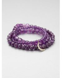 Sydney Evan | Purple Triple Wrap Amethyst Beaded Stretch Bracelet | Lyst
