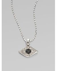 Sydney Evan | Diamond, Blue Sapphire & 14k White Gold Evil Eye Necklace | Lyst