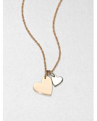 Jennifer Zeuner | Metallic Sterling Silver Double Heart Necklace | Lyst