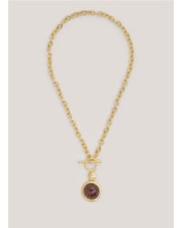 Kenneth Jay Lane | Metallic Round Amethyst Stone Pendant | Lyst