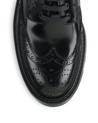 Prada | Black Creeper Spazzolato Leather Laceup Oxfords | Lyst