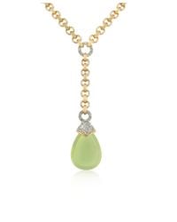 AZ Collection - Green Teardrop Gold-plated Necklace - Lyst