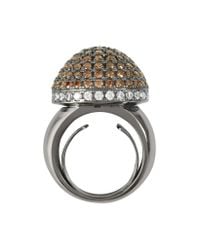 Azhar | Metallic Sterling Silver Cubic Zirconia Semi-sphere Cocktail Ring | Lyst