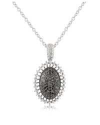 Azhar - Black Cubic Zirconia And Sterling Silver Oval Pendant Necklace - Lyst