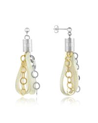 Daco Milano - Metallic Multi-strand Sterling Silver Chain And Lace Earrings - Lyst