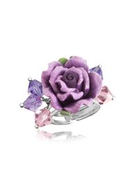 Dolci Gioie - Metallic Sterling Silver Purple Rose Ring - Lyst