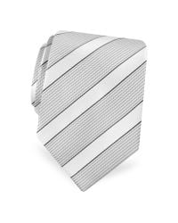 FORZIERI | Metallic Gold Line- Silver And Ivory Bands Woven Silk Tie for Men | Lyst