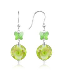 House of Murano - Metallic Vortice - Lime Swirling Murano Glass Bead Earrings - Lyst