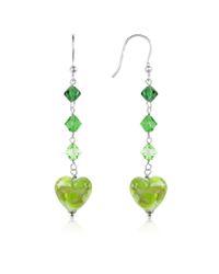 House of Murano - Metallic Vortice - Lime Swirling Murano Glass Heart Earrings - Lyst