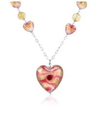 House of Murano - Vortice - Pink Murano Glass Swirling Heart Sterling Silver Necklace - Lyst