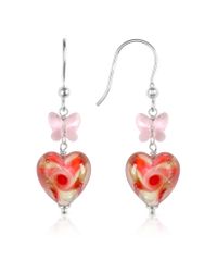 House of Murano - Vortice - Pink Swirling Murano Glass Heart Earrings - Lyst
