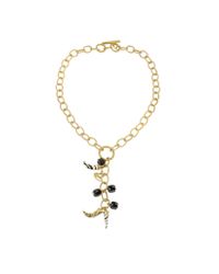 Just Cavalli - Black Amuleto - Lucky Charms Drop Chain Necklace - Lyst