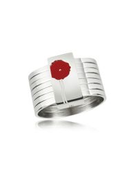 KENZO - Metallic Flower Sterling Silver Stacked Ring Wred Lacquer - Lyst