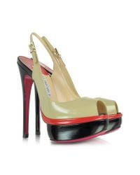 Luciano Padovan - Natural Color Block Patent Leather Platform Sandal - Lyst