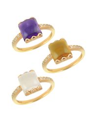 Mia & Beverly - Pink Gemstone And Diamond 18k Rose Gold Ring - Lyst
