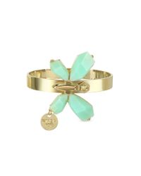 Patrizia Pepe - Metallic Precious Fly Golden and Light Green Bangle Bracelet - Lyst