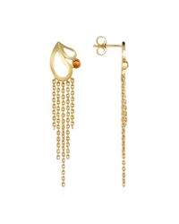 Sho London - Metallic Mari Splash Fringe Earrings W/ White Crystal - Lyst