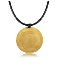 Stefano Patriarchi - Metallic Golden Silver Etched Large Round Pendant W/leather Lace - Lyst