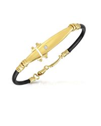 Orlando Orlandini - Metallic Diamond 18k Gold and Rubber Bracelet for Men - Lyst