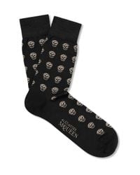 Alexander McQueen | Black Skull-patterned Cotton-blend Socks for Men | Lyst
