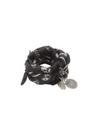 Alexander McQueen | Black Wrap Skull Scarf Bracelet | Lyst