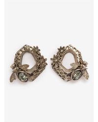 Alexander McQueen | Gray Hexagon Bee Skull Earrings | Lyst