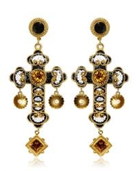 Dolce & Gabbana | Metallic Medium Cross Drop Earrings | Lyst