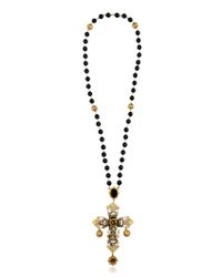 Dolce & Gabbana | Metallic Medium Cross Rosary Necklace | Lyst
