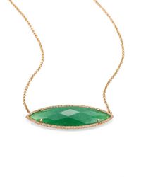 Mija | Metallic Jade White Sapphire Marquis Pendant Necklace | Lyst