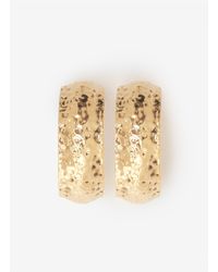 St. John | Metallic Hammered Metal Hoop Earrings | Lyst