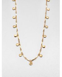 Tory Burch | Metallic 16k Gold Plated Logo Rosary Neckalce | Lyst