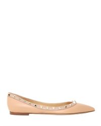 Valentino | Natural Rockstud Calfskin Ballerina Flats | Lyst