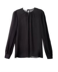 Valentino | Black Cape Overlay Virgin Wool-silk Top | Lyst