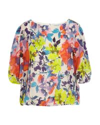 Alice + Olivia | Pink Heidi Printed Stretchsilk Chiffon Top | Lyst