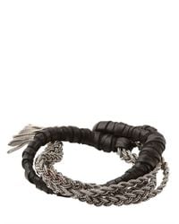 Emanuele Bicocchi | Metallic Woven Leather Sterling Silver Bracelet for Men | Lyst