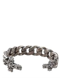 Emanuele Bicocchi | Metallic Chunky Chain Sterling Silver Cross Cuff for Men | Lyst