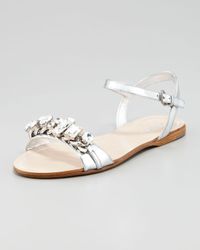miu miu silver flats
