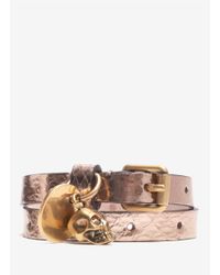 Alexander McQueen | Pink Metallic Skull-detail Wrap Bracelet | Lyst