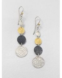 Gurhan | Metallic Lush 24k Yellow Gold & Sterling Silver Graduated Flake Drop Earrings | Lyst