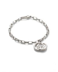 Gucci | Metallic Double G Sterling Silver Charm Bracelet | Lyst