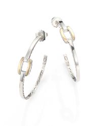 John Hardy | Metallic Classic Chain 22k Yellow Gold & Sterling Silver Large Hoop Earrings/2.15 | Lyst