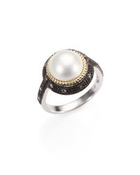 Jude Frances | Metallic Grey Diamond White Mabé Pearl Sterling Silver and 18k Yellow Gold Ring | Lyst