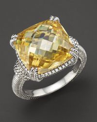 Judith Ripka | Metallic Canary Crystal Sterling Silver Cushion Stone Ring | Lyst