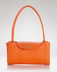 Longchamp | Orange Satchel - Le Pliage Cuir Medium | Lyst